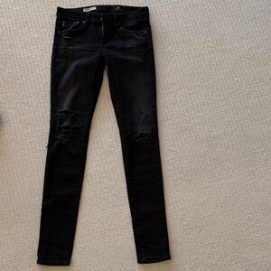 AG Adriano Goldschmied Black Distressed Skinny Jeans